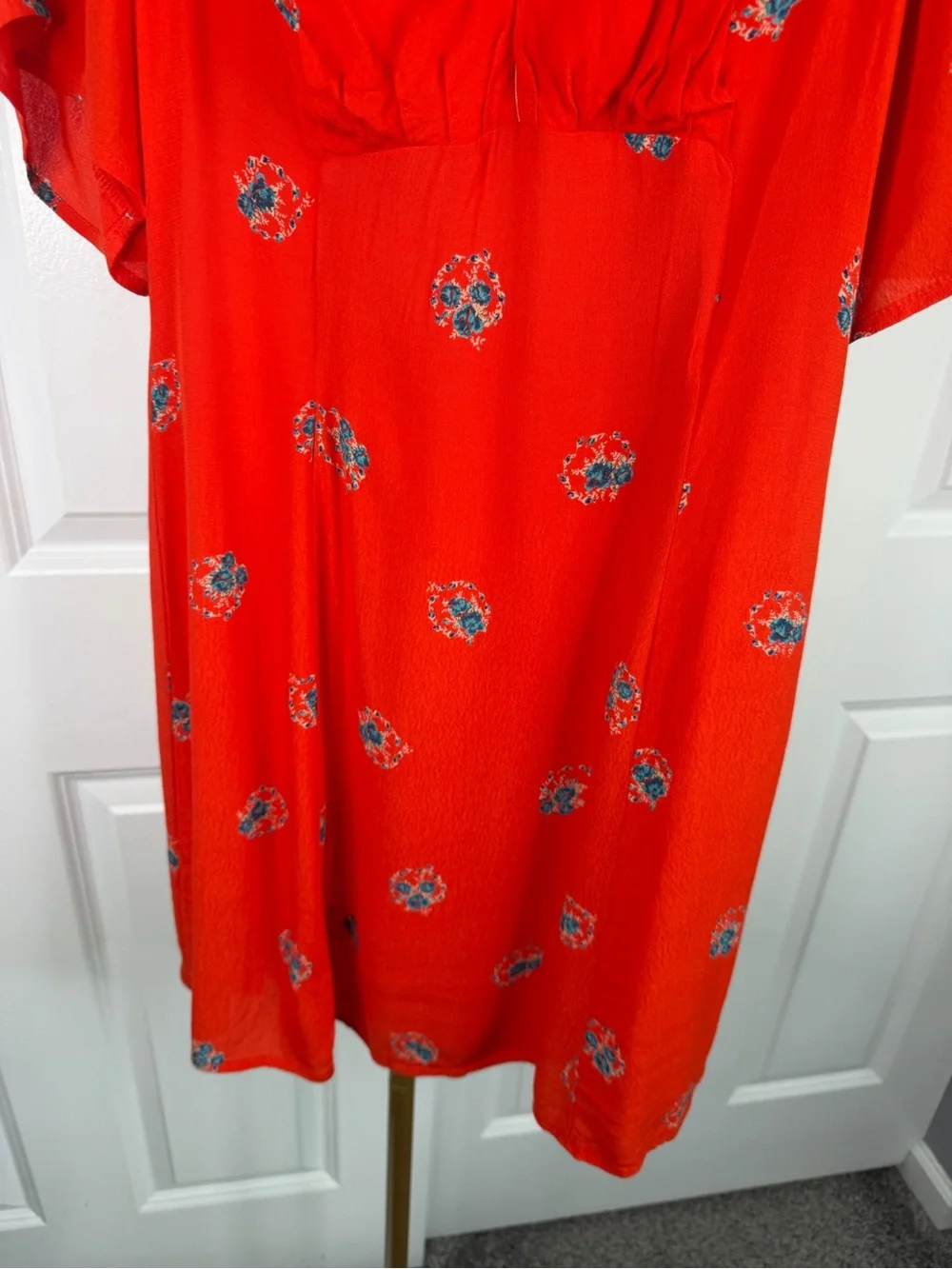 Mockingbird Coral Red Floral Backless Mini Dress Size 0